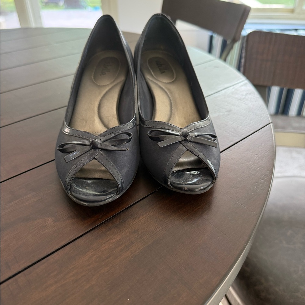Elegant Navy Peep-Toe Heels